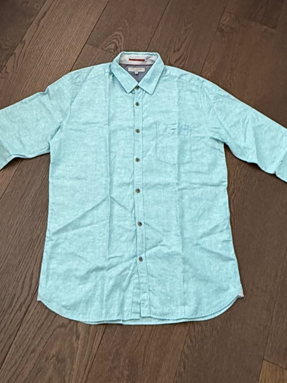 Ted Baker London Linen Cotton Aqua Roll Tab Shirt Men’s Size 4